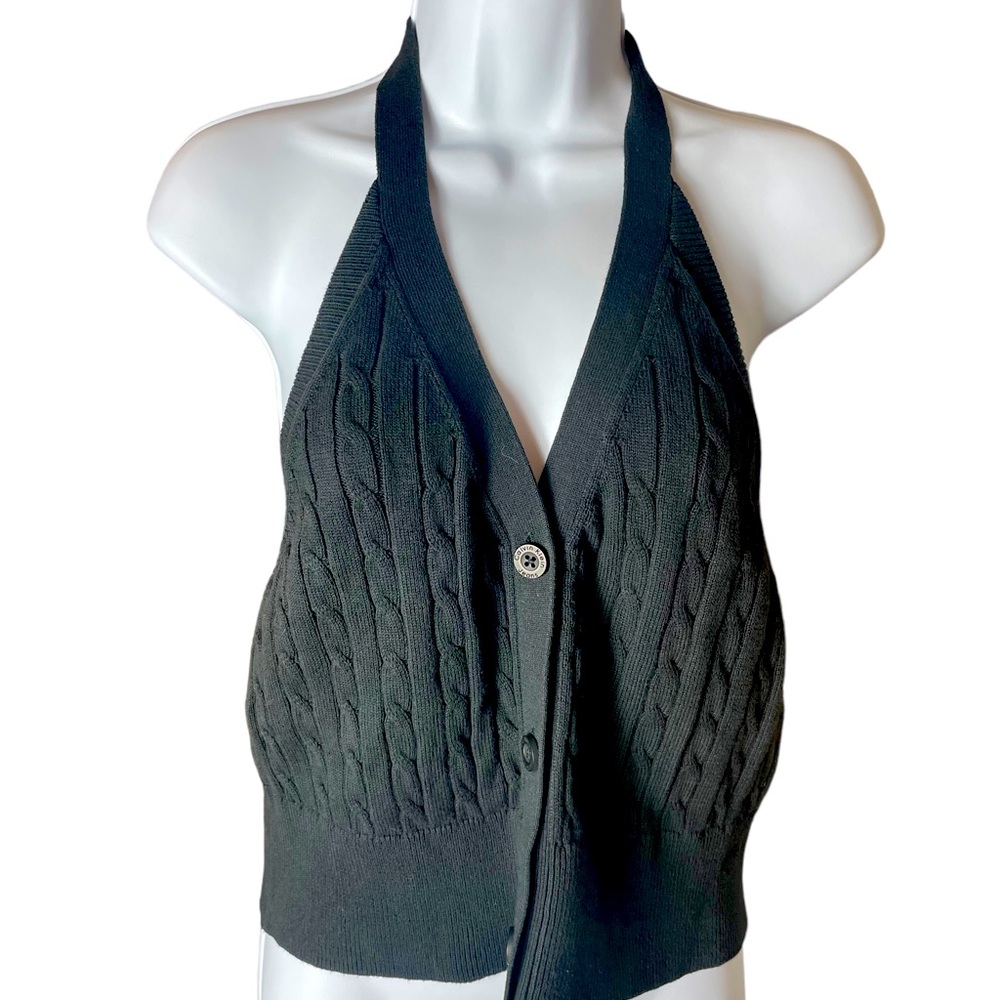 NWT Calvin Klein Black Cable Knit halter top